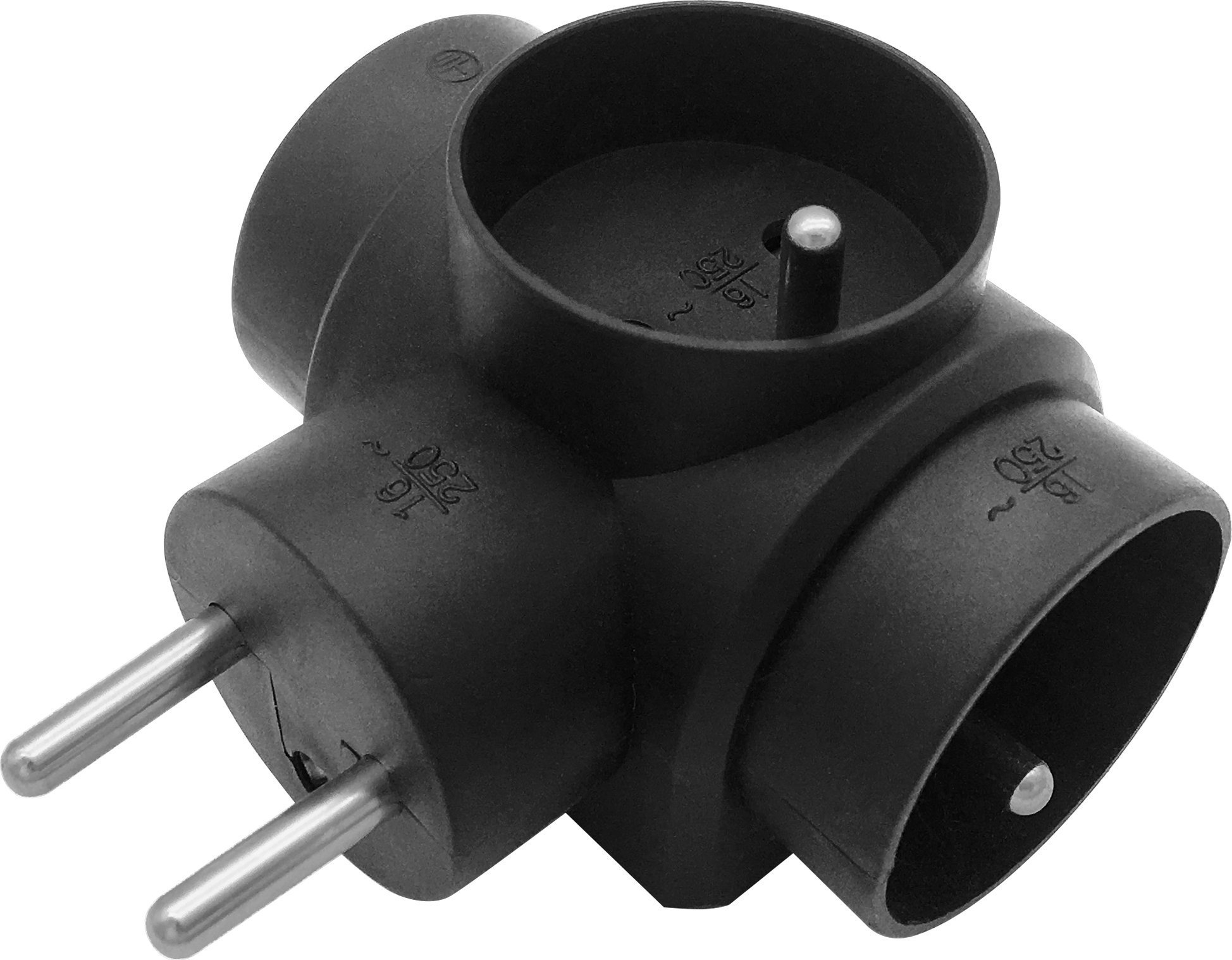 Orno Rozgałęźnik 3x2P+Z, czarny