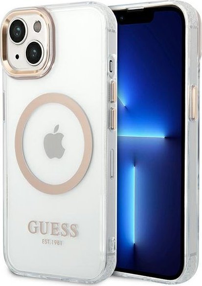 Guess Guess GUHMP14MHTRMD iPhone 14 Plus 6,7" złoty/gold hard case Metal Outline Magsafe NoSize