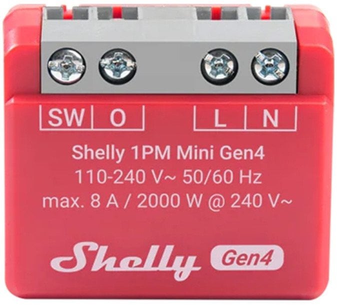 Shelly Relais "1PM Mini Gen4" WLAN BT Matter Zigbee Messfunktion max 8A 1 Kanal Unterputz