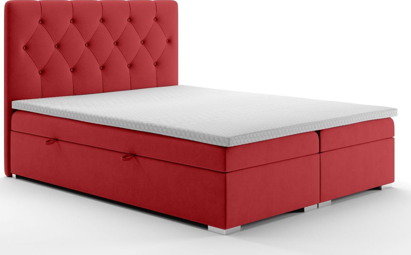 LAVERTO Łóżko kontynentalne INTENSO 180x200 bordowe velvet z pojemnikiem