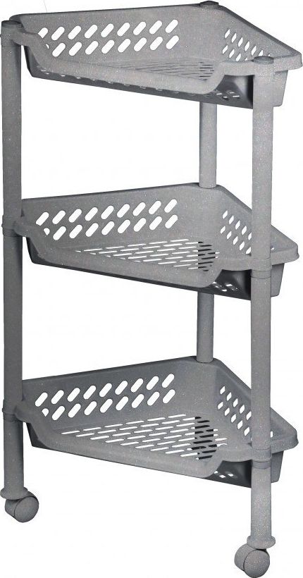 Plast Team Regał na kółkach narożny 3-poziomowy srebrny