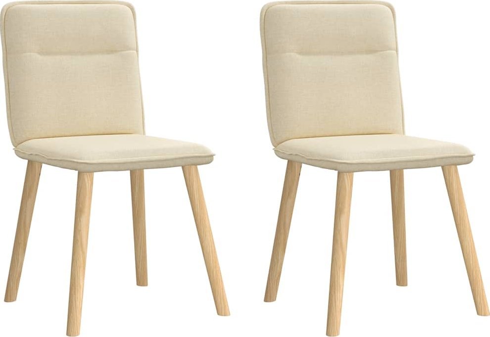 Krzesła stołowe, 2 szt., kremowe, obite tkaniną