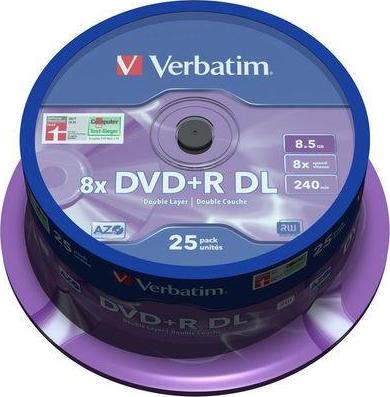 Verbatim DVD+R Verbatim 8.5GB X8 Double Layer (25 Cake)