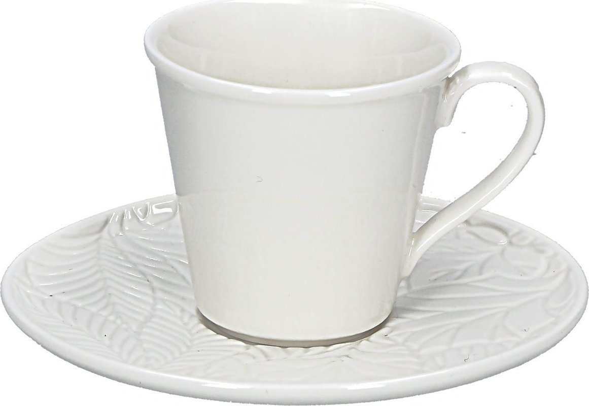 NPC Polska Zestaw 6 filiżanek do kawy ze spodkiem Bosco - Biały, 80 ml