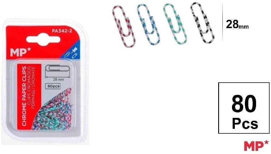 Spinacz biurowy 28mm 80szt kolorowe paski