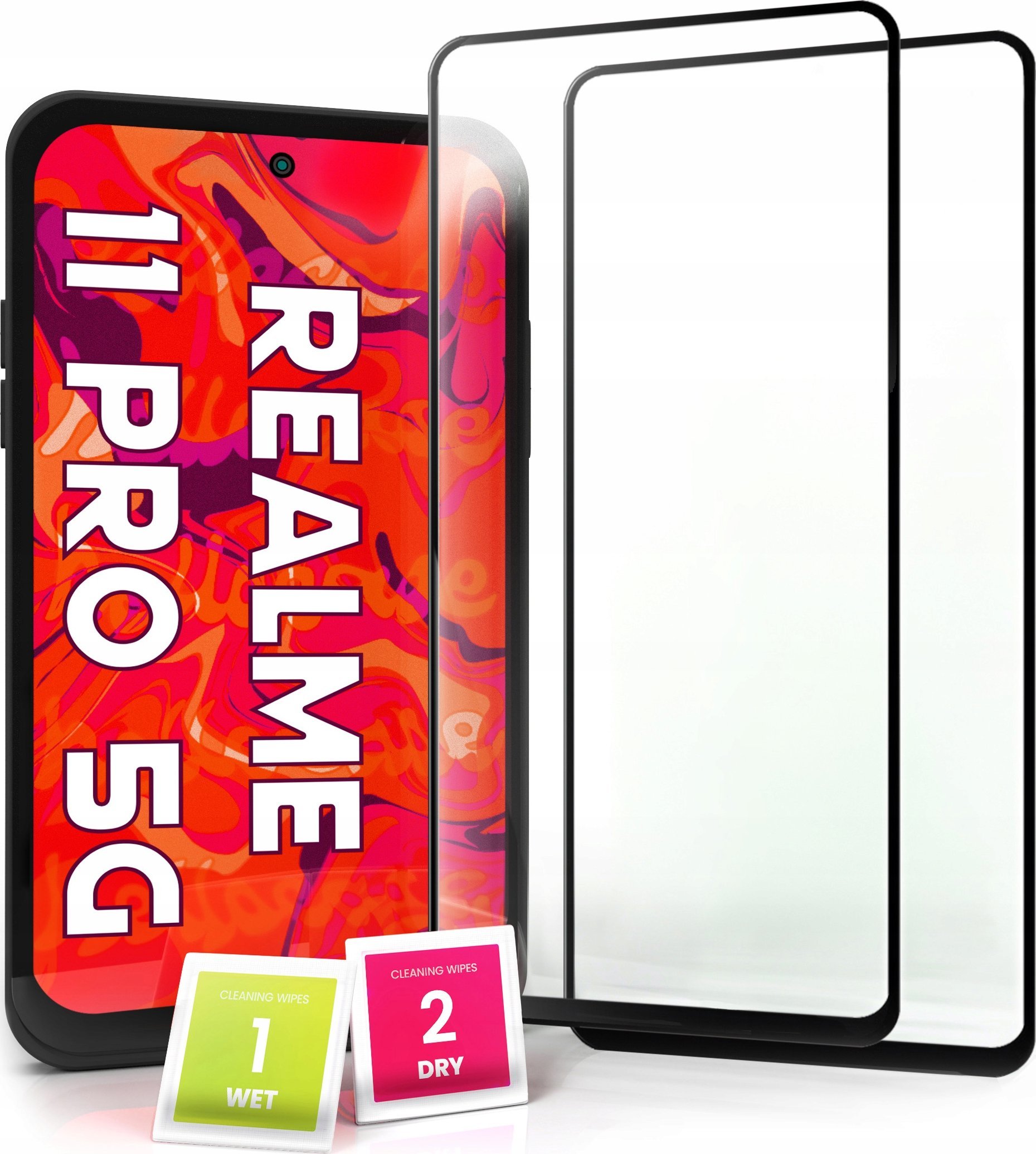 Hello Case 2-pak Szkło Hartowane do Realme 11 Pro 5G (Ochronne Pełne Na cały ekran 5D)