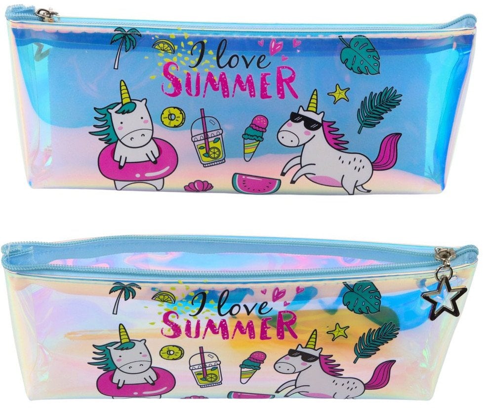 Piórnik Dziewczęcy Szkolny Holograficzny Motyw Lata Jednorożce