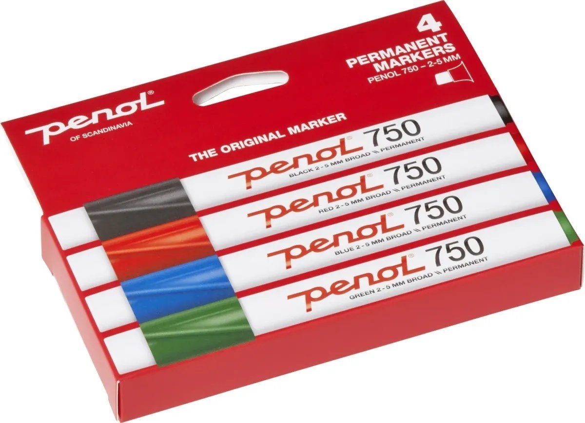 Penol Marker Penol 750 permanent - med 4 stk. ass. farver