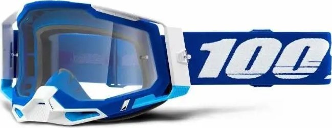 100% Gogle 100% RACECRAFT 2 BLUE (Szyba Przezroczysta Anti-Fog, LT 88%-92% + 10 Zrywek) (NEW)