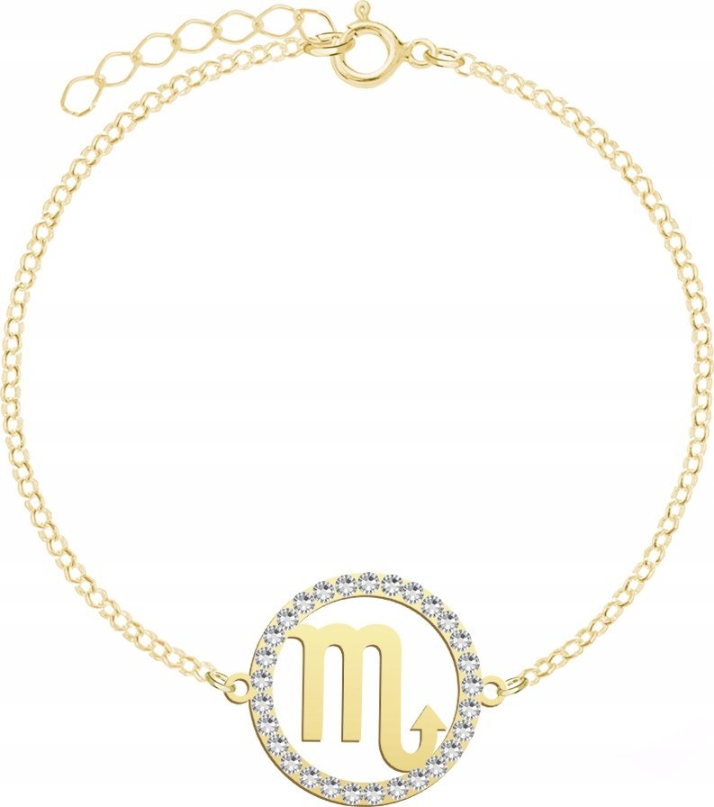 Radziszewska Jewellery ZŁOTA BRANSOLETKA ZNAK ZODIAKU SKORPION ŁAŃCUSZEK PREZENT ŻYCZENIA 925