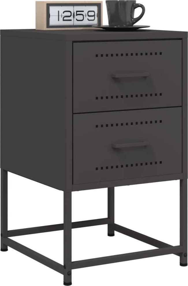 vidaXL Szafki nocne, czarne, 36x39x60,5 cm, stal