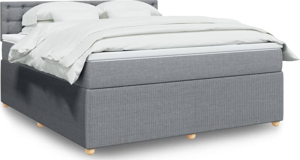 vidaXL vidaXL Łóżko kontynentalne z materacem, jasnoszare, tkanina, 180x200cm