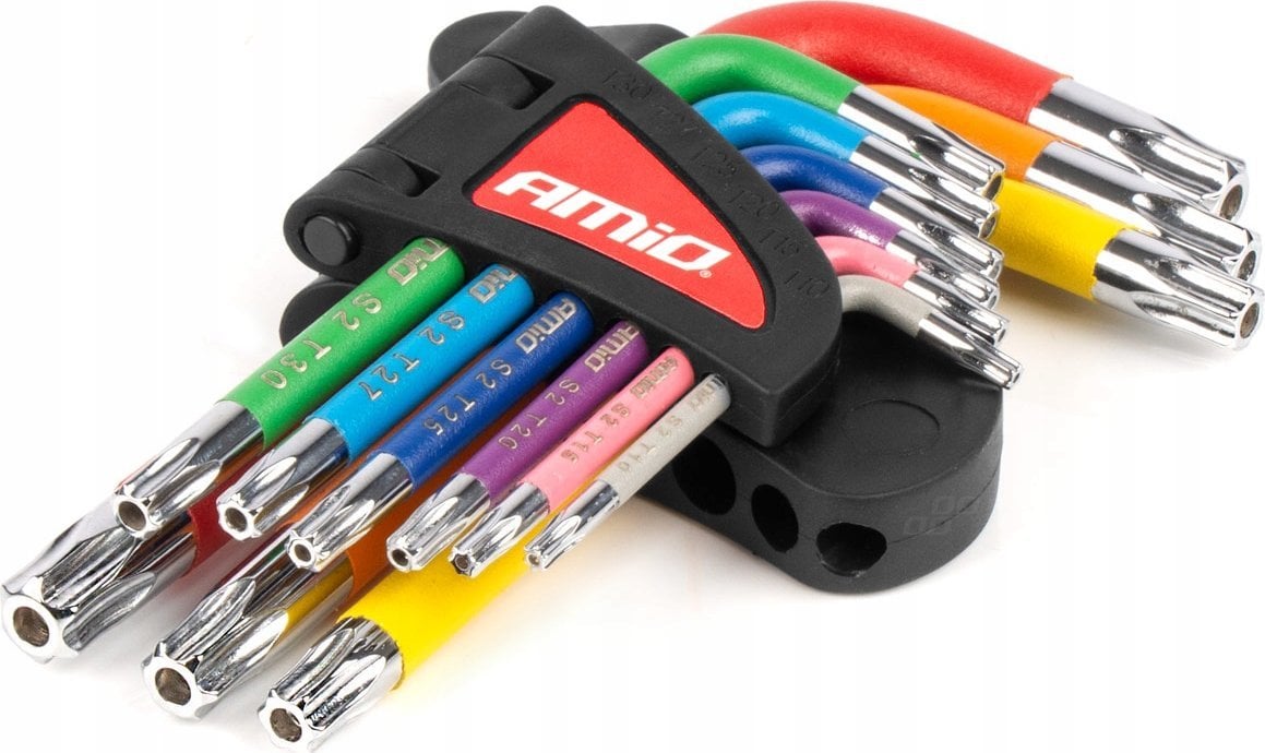 Klucze torx krótkie zestaw 9 szt. s2 amio-04300