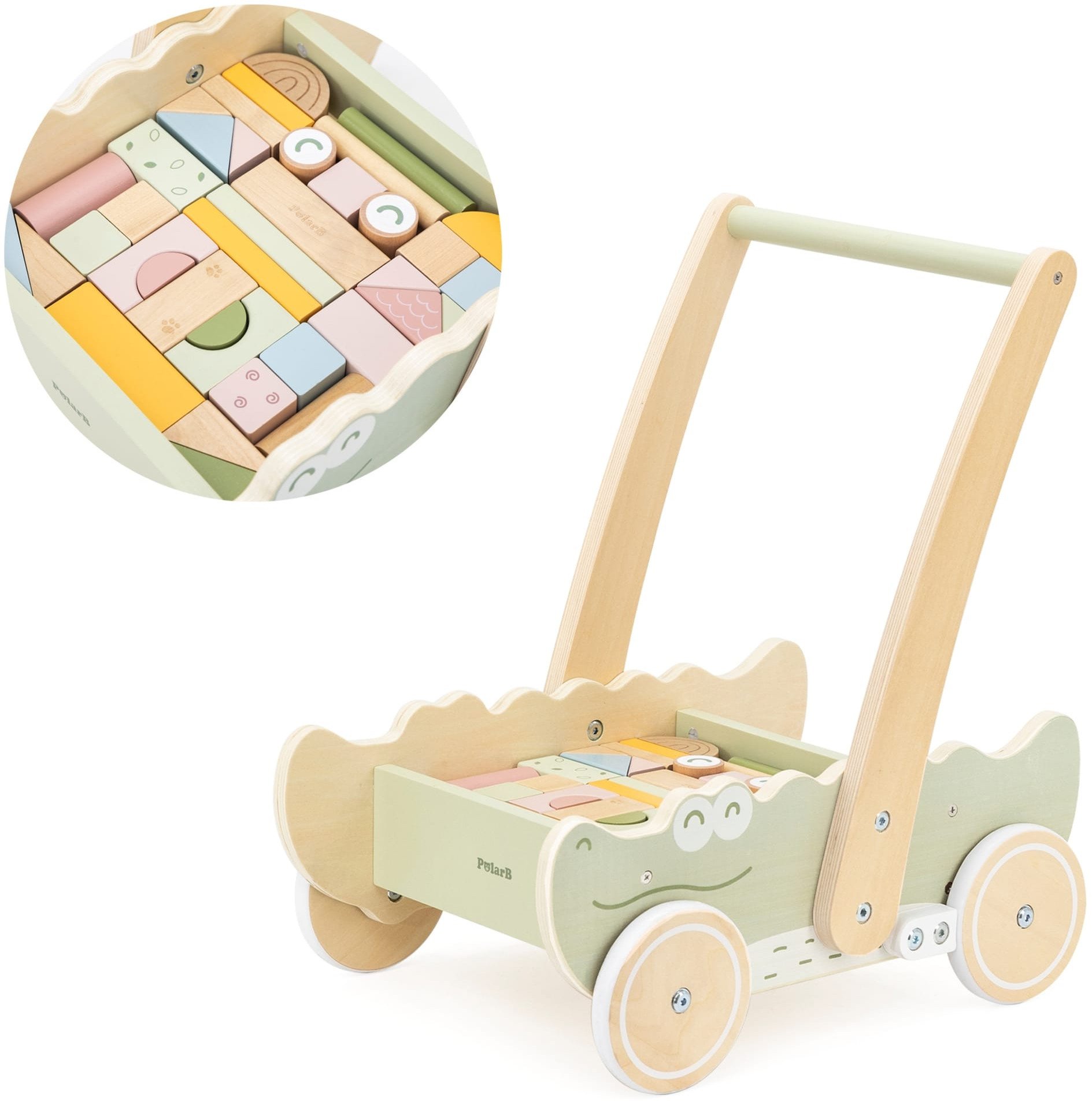 Viga Drewniany Wózek Na Klocki Pchacz