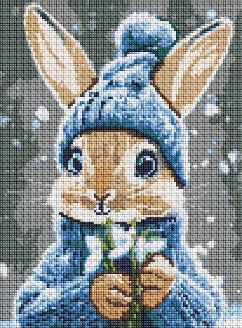 Diamentowa mozaika - Królik z przebiśniegami 30x40