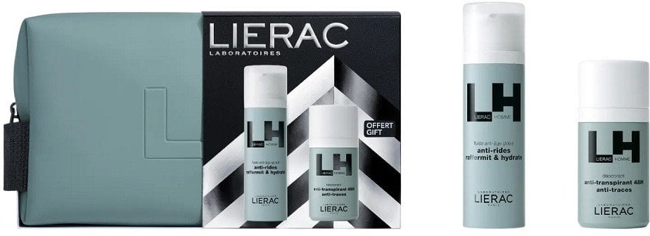 LIERAC_SET Lierac Homme emulsja anti-aging 50ml + dezodorant w kulce 50ml + kosmetyczka