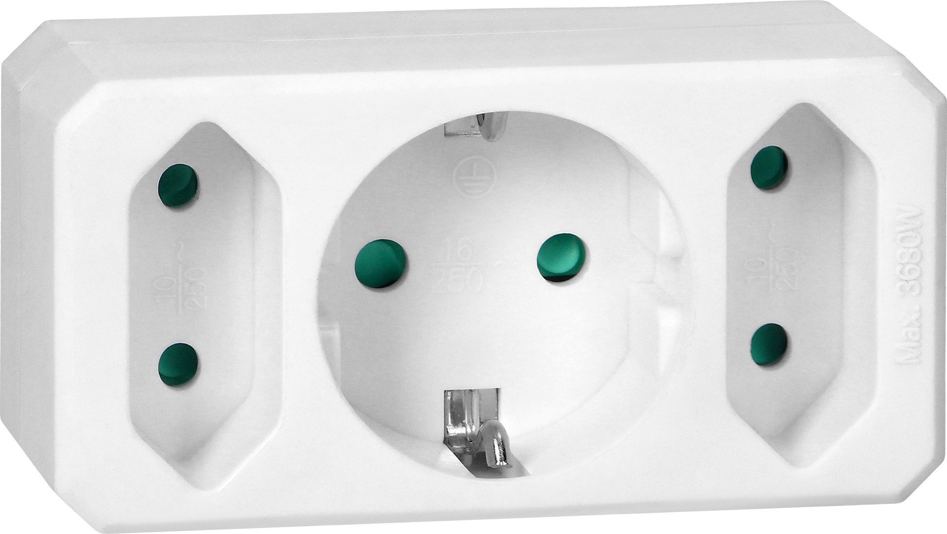 Orno Rozgałęźnik 2x2P + 1x2P+Z (Schuko), biały