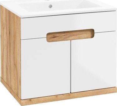 Deftrans Szafka łazienkowa wisząca z umywalką dąb craft 50 cm Ronda New