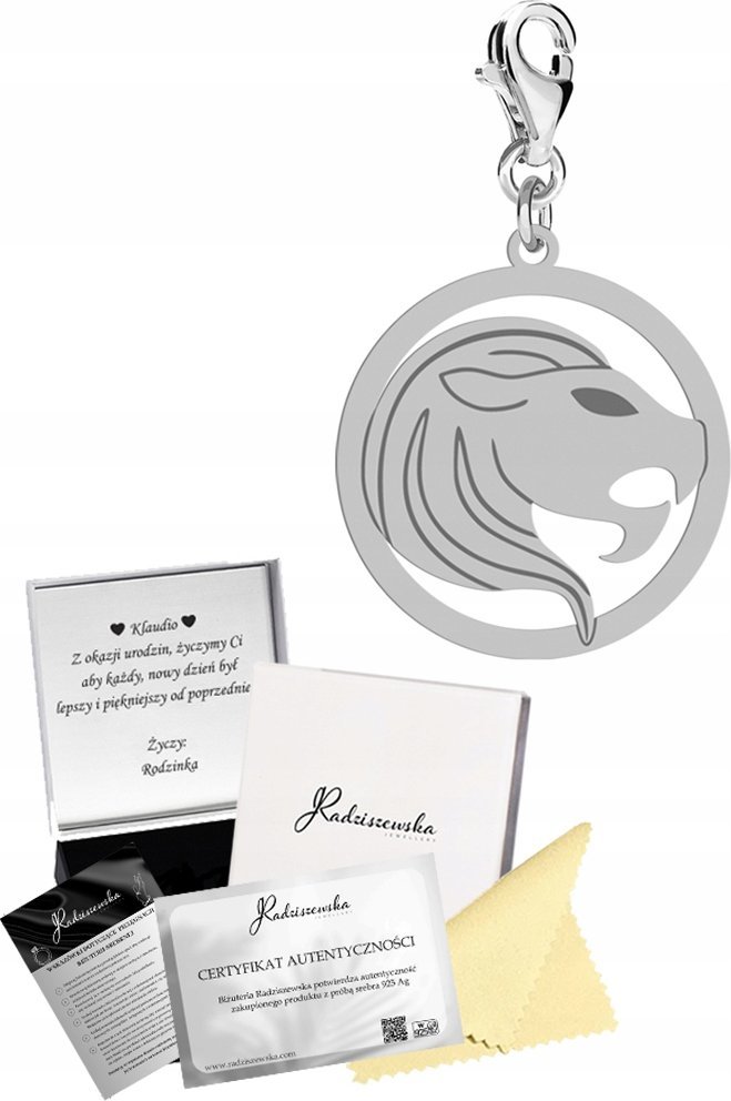 Radziszewska Jewellery Charms Srebrny Znak Zodiaku Lew 925 Prezent Kobieta DEDYKACJA GRATIS