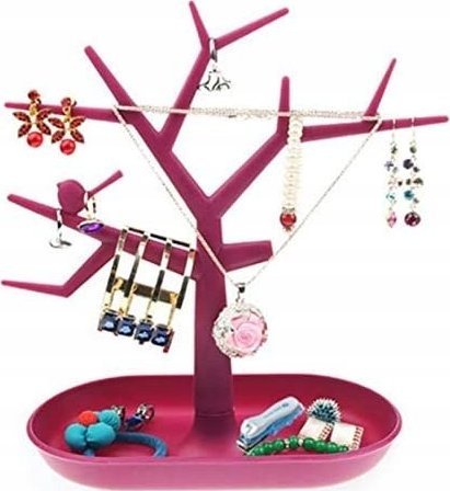 Korbi STOJAK NA BIŻUTERIĘ DRZEWKO ORGANIZER RÓŻOWY