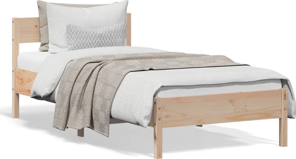 vidaXL vidaXL Rama łóżka z wezgłowiem, 90x190 cm, lite drewno sosnowe