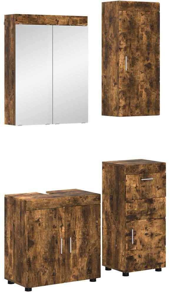 vidaXL Zestaw mebli łazienkowych z szufladą z półką TULUM Dąb wędzony