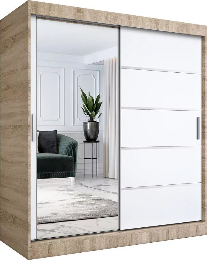 Elior Szafa przesuwna 180 cm dąb sonoma + biały - Felix 5X