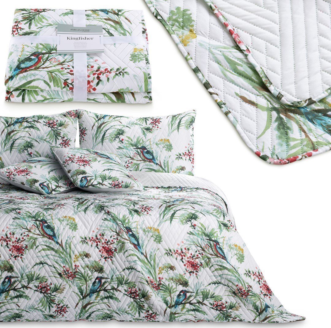 AmeliaHome AmeliaHome Narzuta pikowana dwustronna z lamówką KINGFISHER 170X270