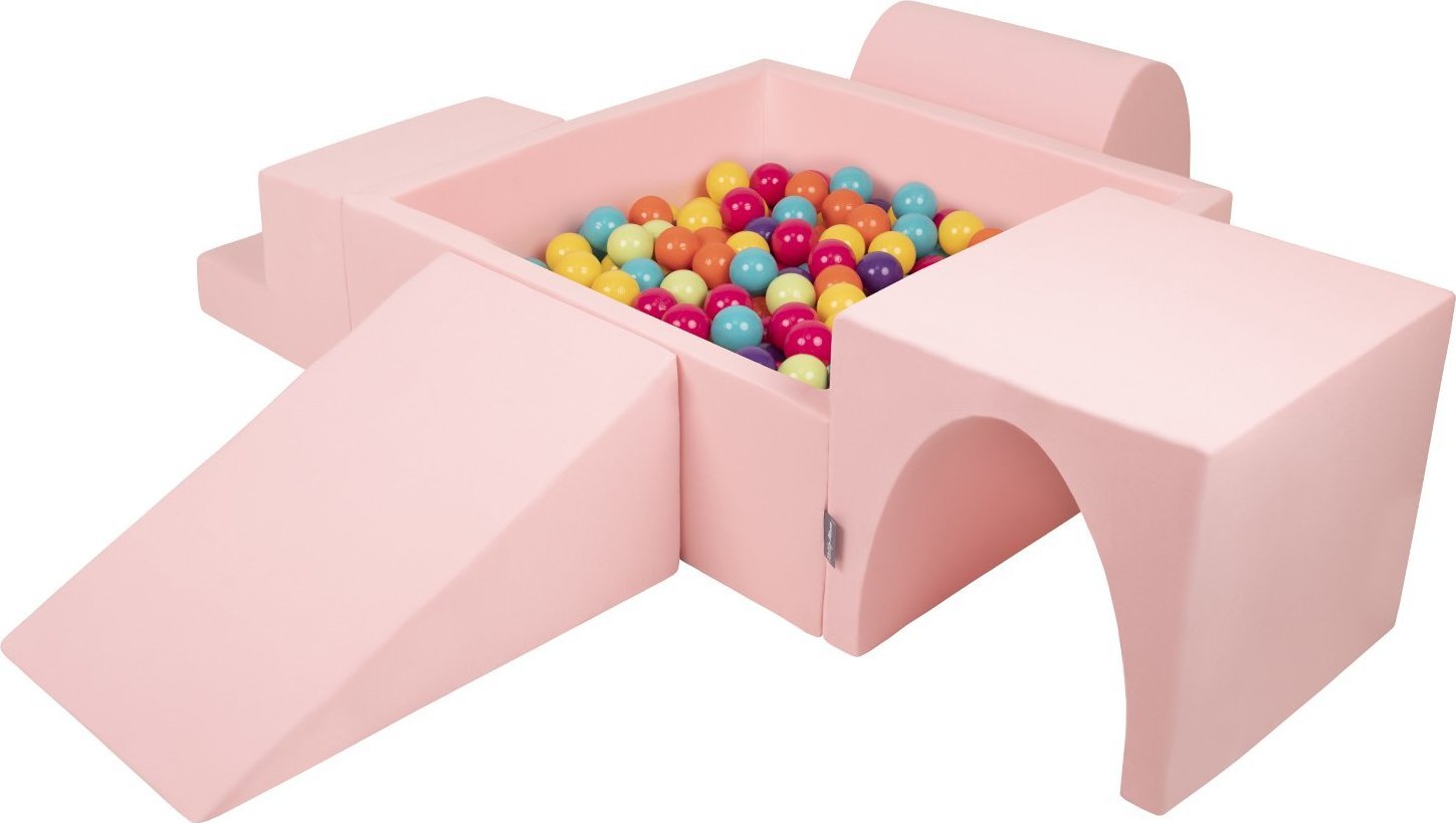KiddyMoon KiddyMoon Piankowy plac zabaw PPZP-KW30D-125 z piłeczkami różowy: jasny zielony-żółty-turkus-pomarańcz-ciemny róż-fiolet basen 200/klin L/gó