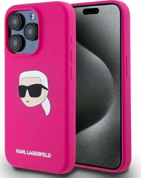 Karl Lagerfeld KLHMP15XSKHPPLF iPhone 15 Pro Max 6.7" fuchsia/fuschia hardcase Silicone Karl Head Print MagSafe