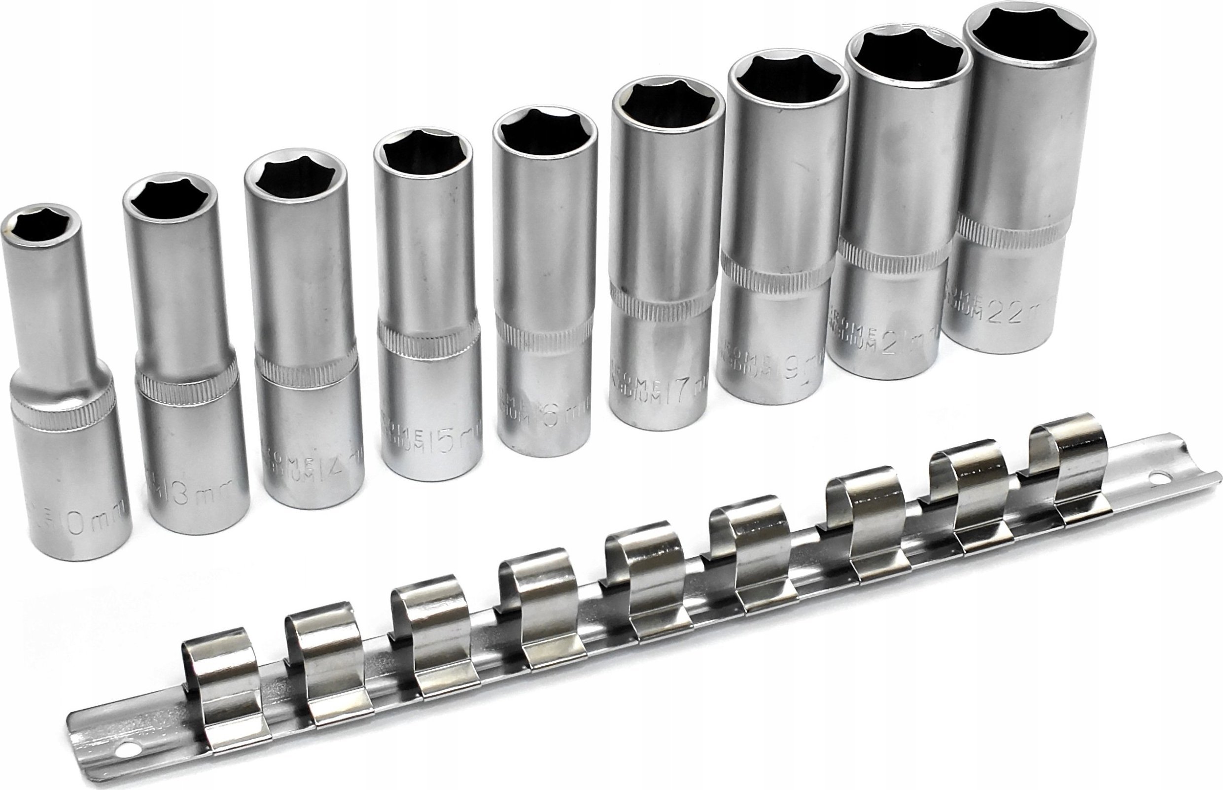 Mastiff KLUCZE 10-22mm DŁUGIE NASADKI HEX 1/2 NA SZYNIE 9x