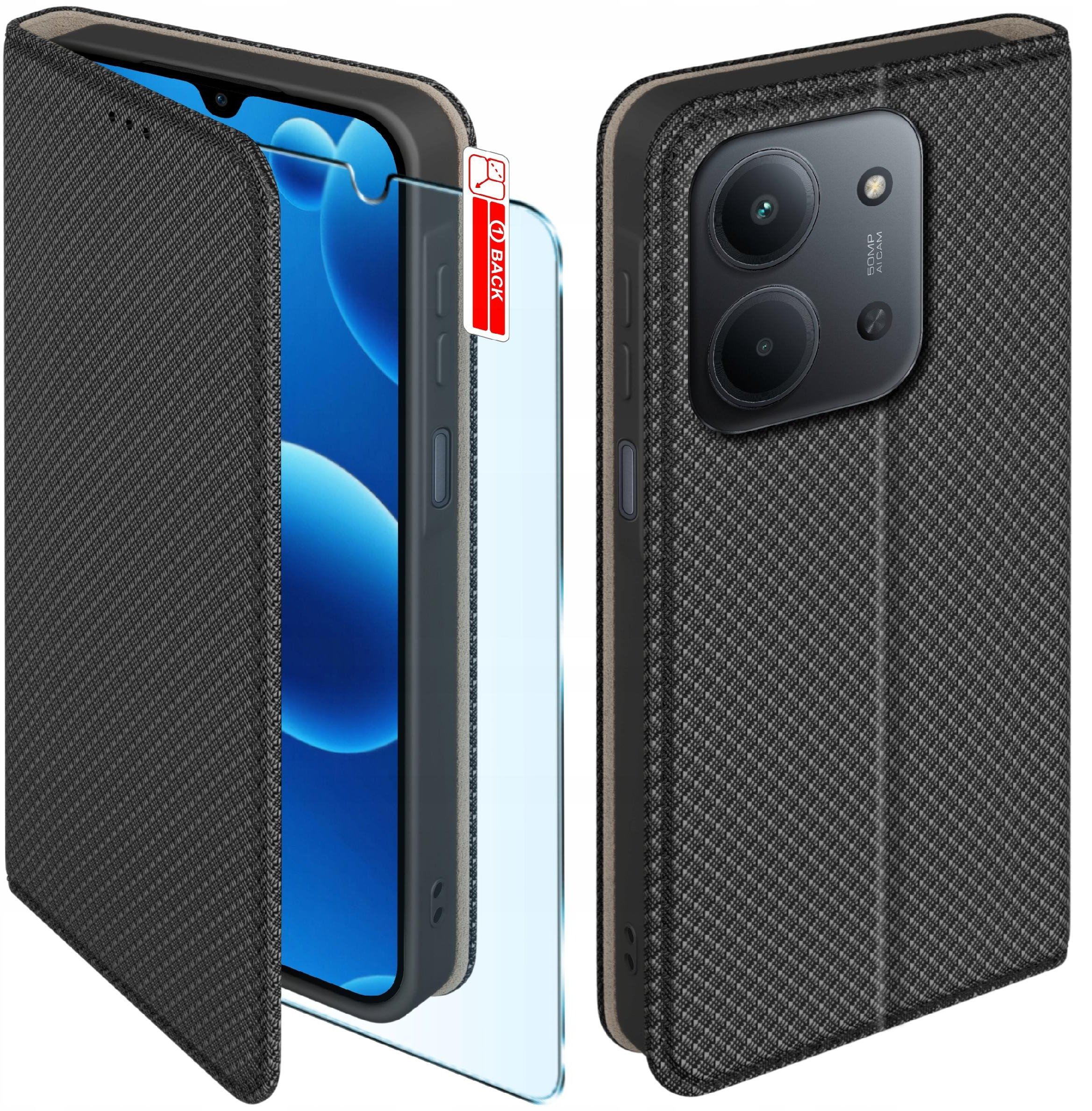 Etui MAGNET do Xiaomi Redmi 15C 5G Zamykane Czarne Futerał + Szkło 9H