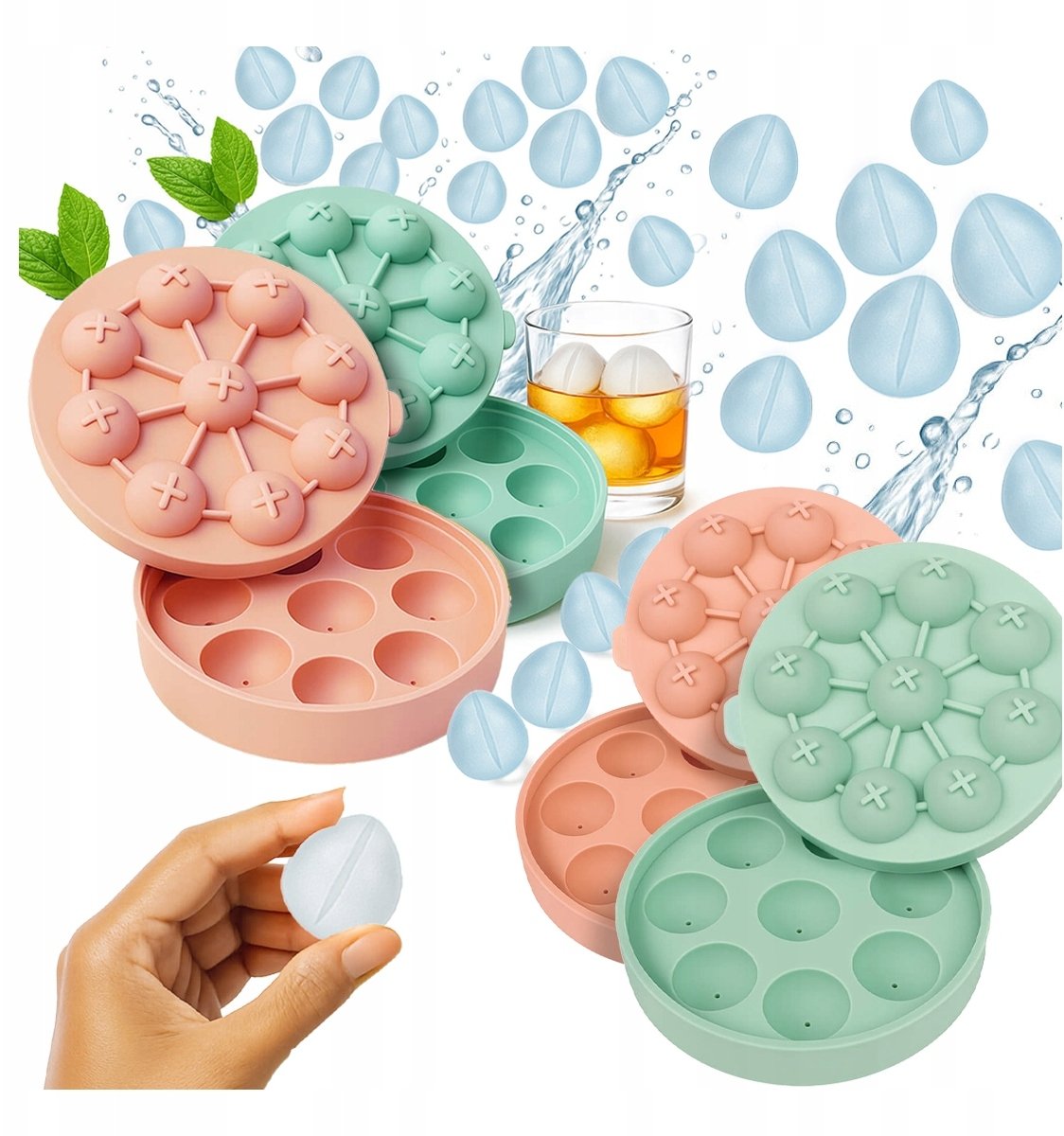 4x FORMA SILIKONOWA DO KOSTEK LODU TULIPAN Foremki Na Lód Czekoladki 3D