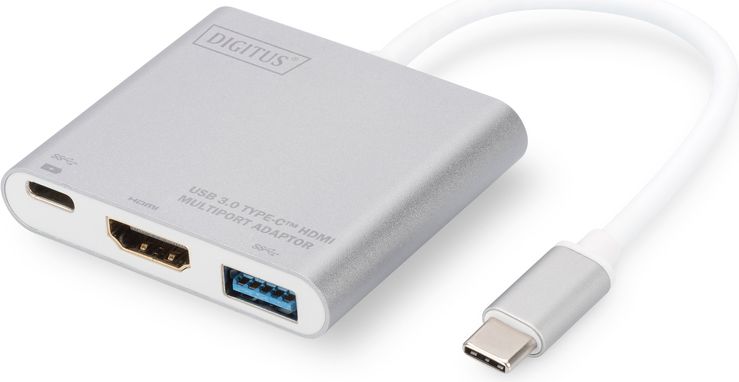 Stacja/replikator Digitus USB-C - HDMI + USB-C + USB Srebrny (DA-70838-1)