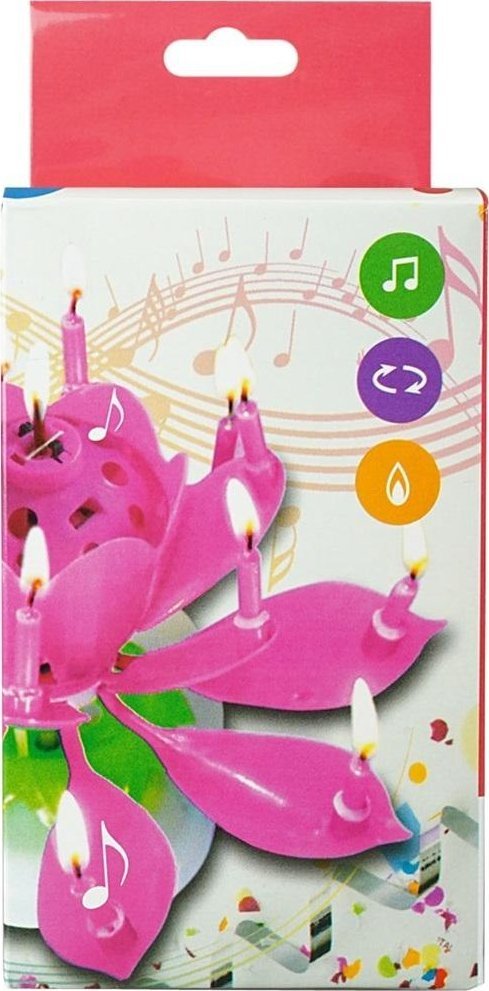 Arpex Świeczka grająco-tańcząca różowa