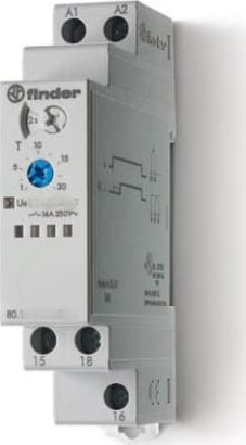 Finder Przekaźnik czasowy 1P 16A 24-240V AC/DC 0,1s-24h wielofunkcyjny AI, DI, SW, BE, CE, DE 80.51.0.240.0000