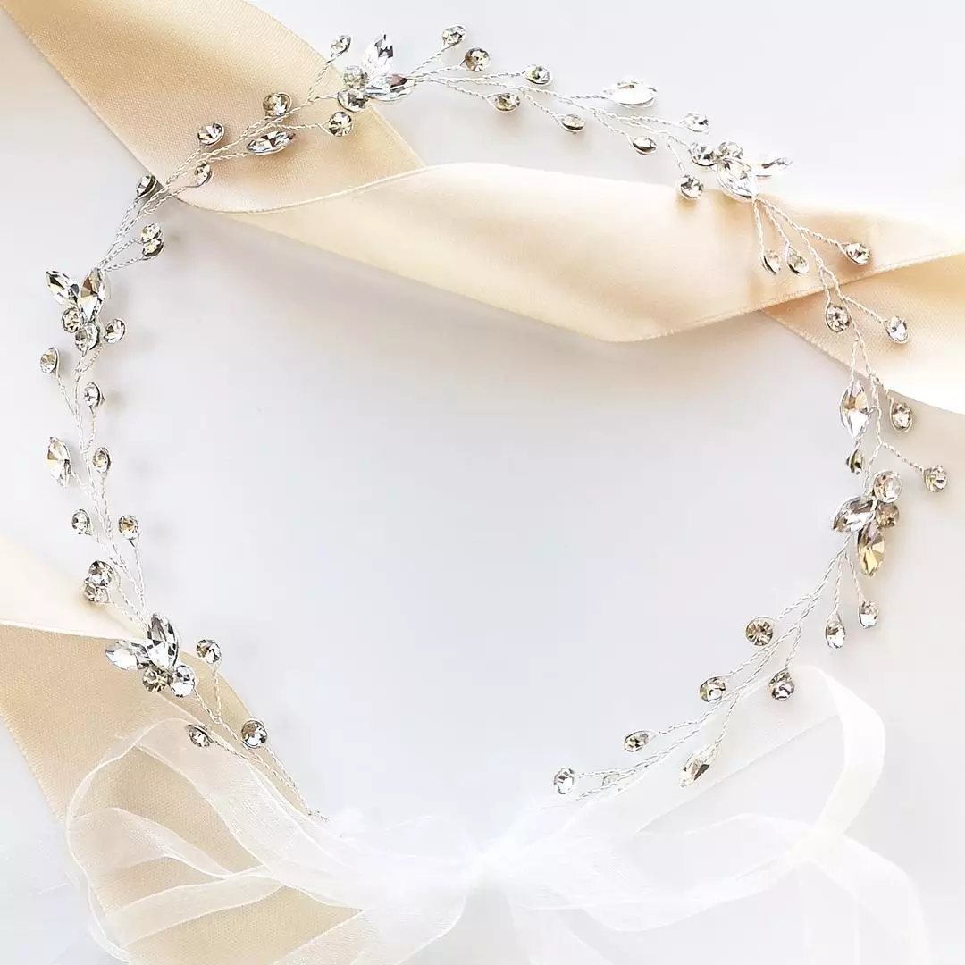 KOKONET srebrna GAŁĄZKA ślubna cyrkonie glam błyszcząca