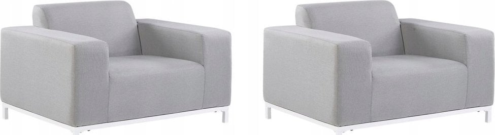 Beliani Zestaw 2 foteli ogrodowych jasnoszary z białym ROVIGO