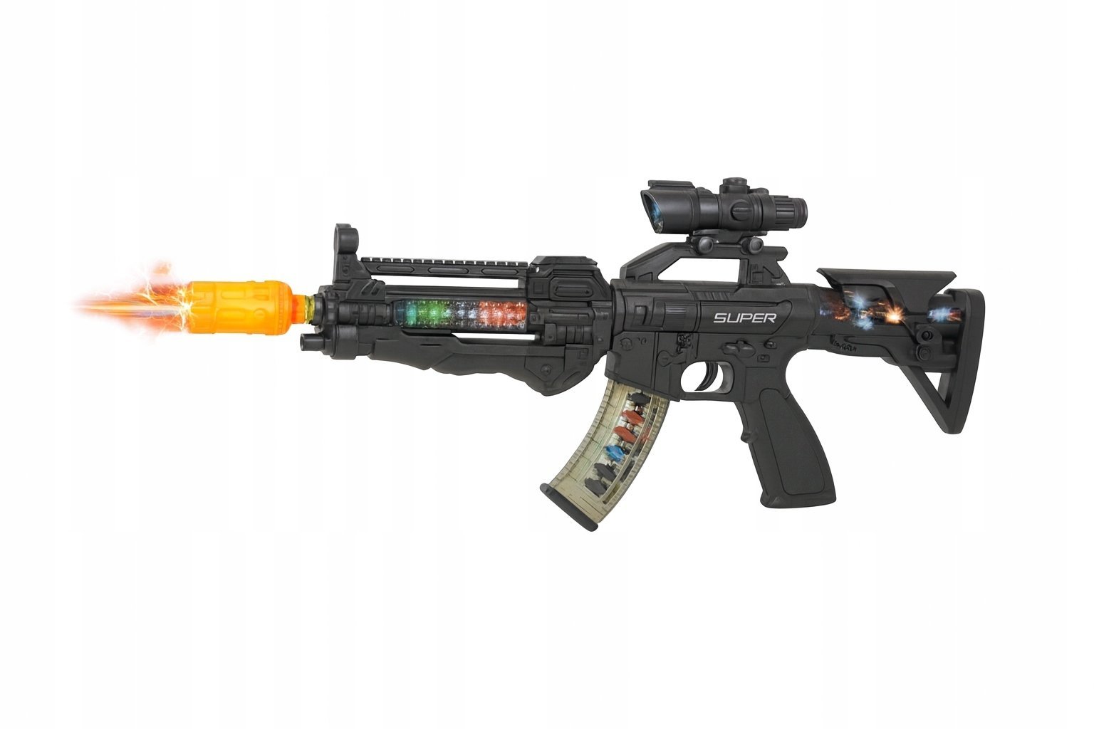 Pistolet karabin z dymem, światłem i dźwiękiem