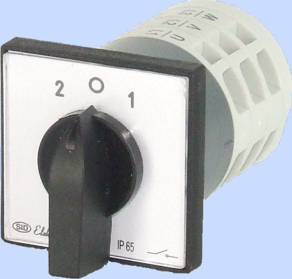 Elektromet Łącznik krzywkowy 2-0-1 3P 12A IP65 Łuk E12-72 z płytką (921272)