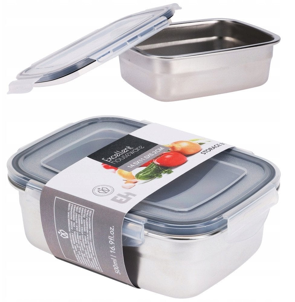 Pojemnik na Jedzenie Stalowy z Pokrywką Uszczelką EXCELLENT HOUSEWARE 500ml