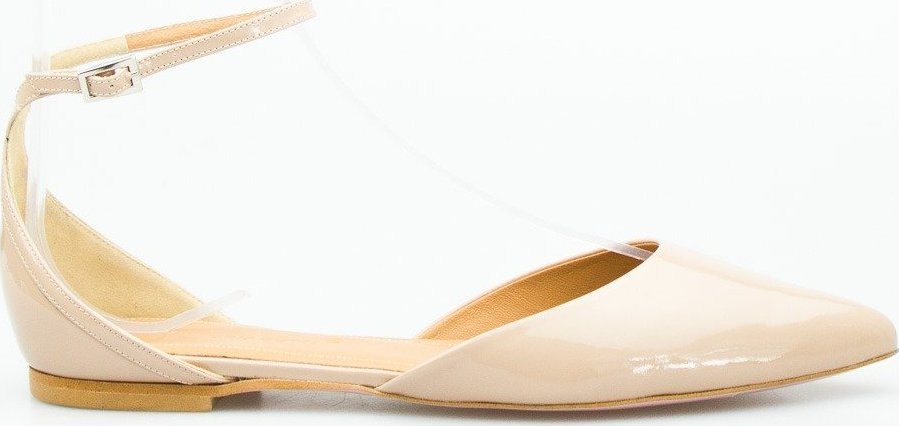 Victoria Gotti Baleriny sandały skórzane lakierowane beżowe Victoria Gotti-37