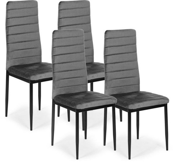 Krzesła z wyprofilowanym oparciem- VELVET SZARE - 4 sztuki
