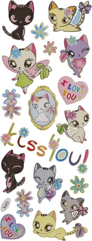 Titanum Naklejki wypukłe miękkie koty, serca, kwiaty 20szt