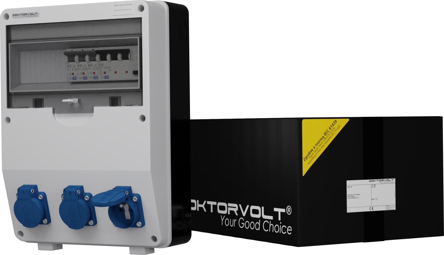 Doktorvolt Rozdzielnica budowlana TD-S/FI 3x230V gniazda Mennekes Doktorvolt 9948