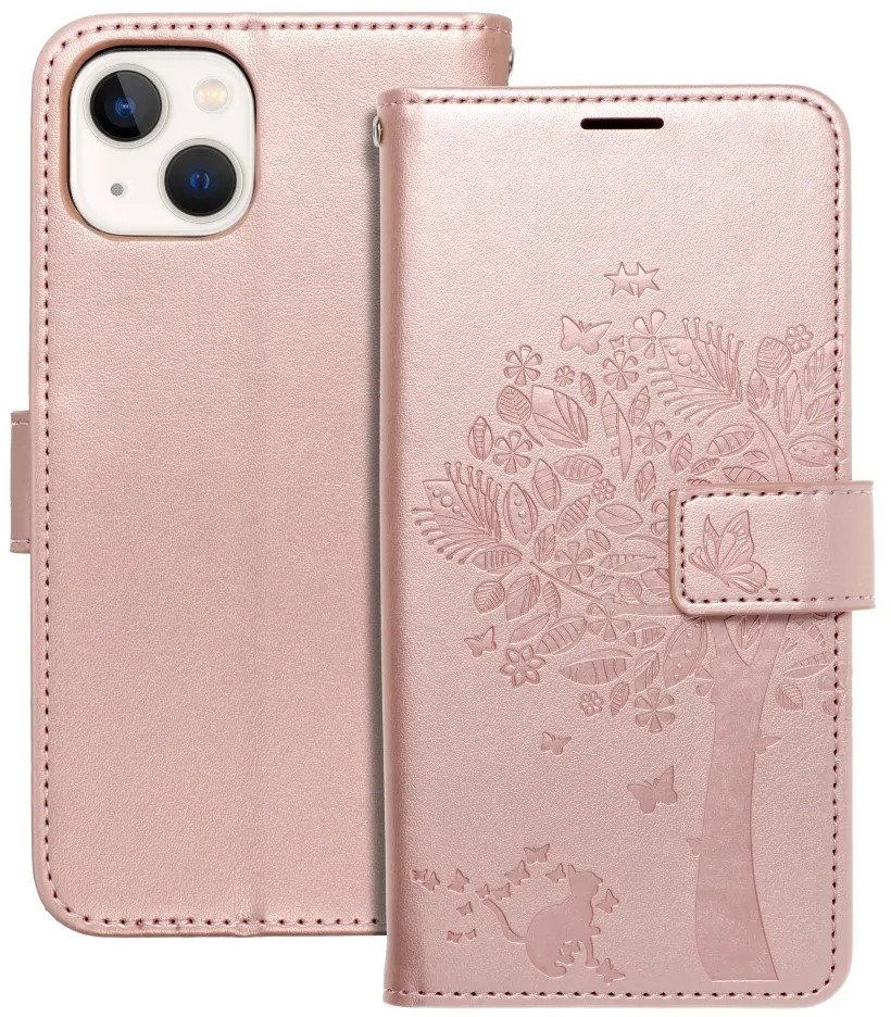 ForCell Kabura Forcell MEZZO Book do IPHONE 13 drzewo złoty róż