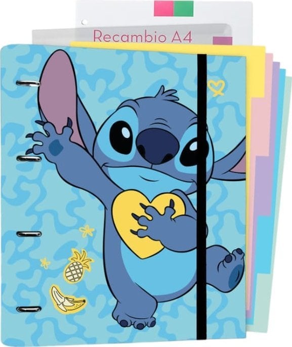 Disney Stitch - Segregator A4 z kartkami z kolekcji Tropical (4 ringi, gumka)