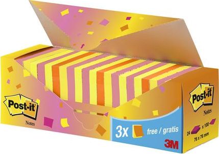 Staples POST-IT Bloczek SUPER STICKY 654-SS-VP24COL 76x76mm, mix kolorów 24x90 kartek