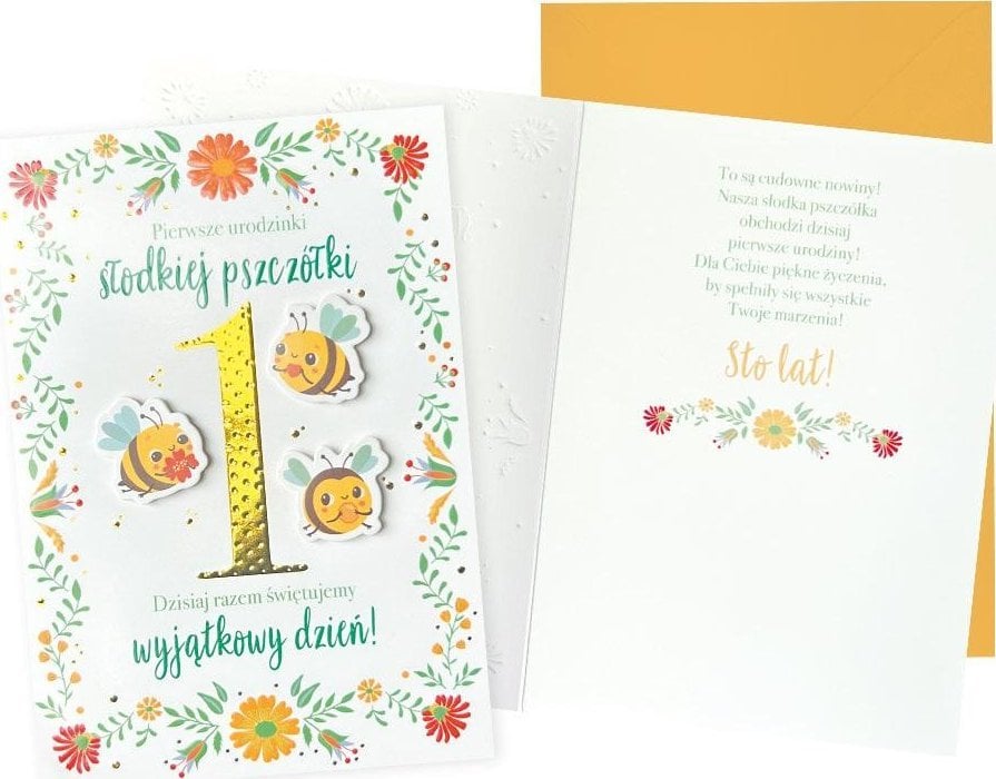 Teka Karnet B6 Urodziny Roczek (pszczółki)