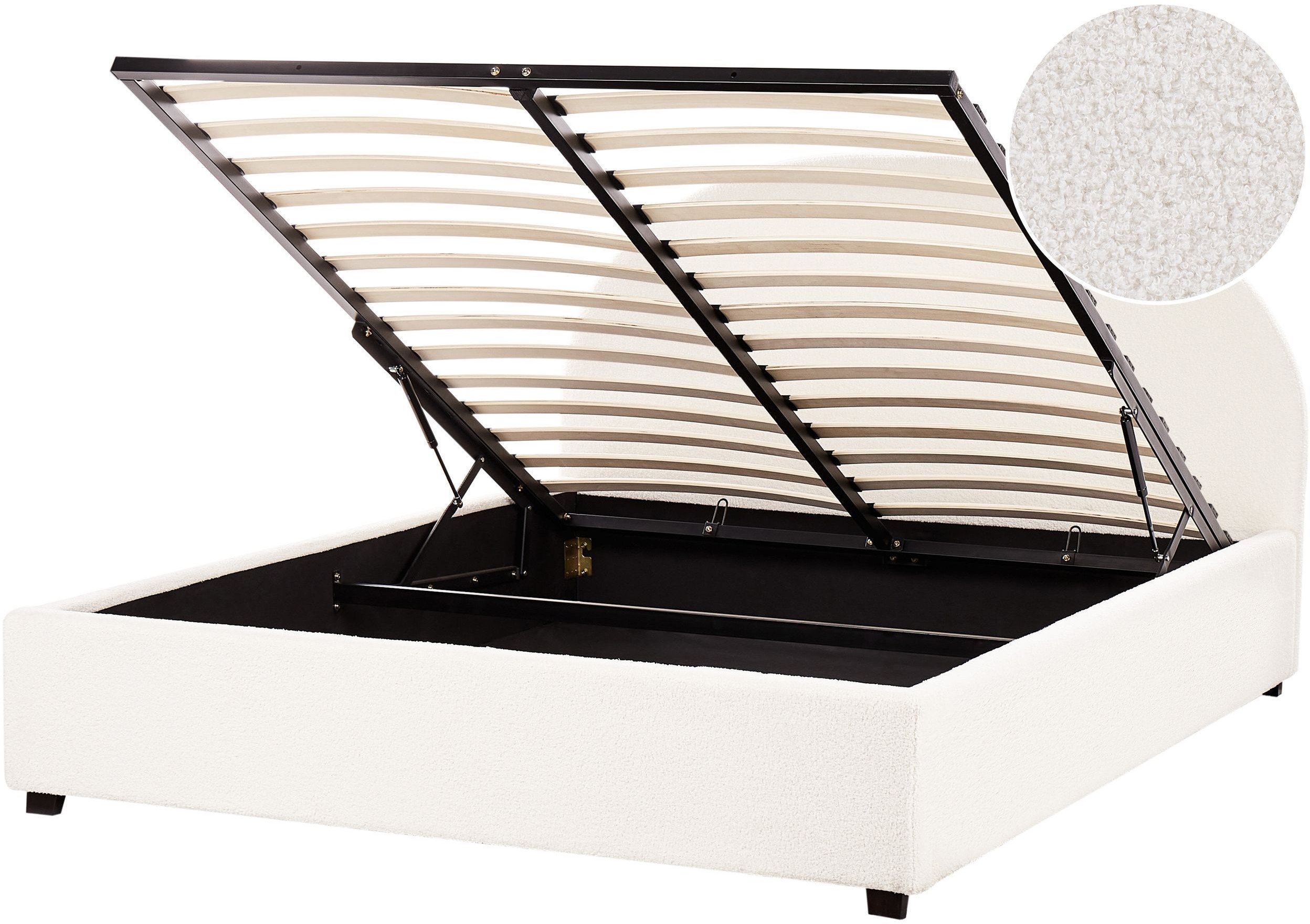 Łóżko z pojemnikiem Boucle VAUCLUSE 160 x 200 cm Złamana biel